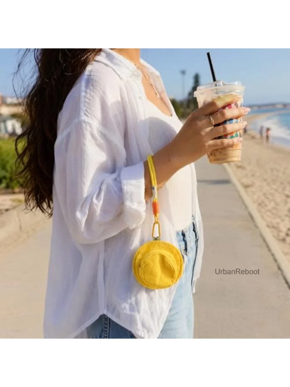 Corduroy Hat Coin Purse Keychain Zipper Pouch Mini Bag